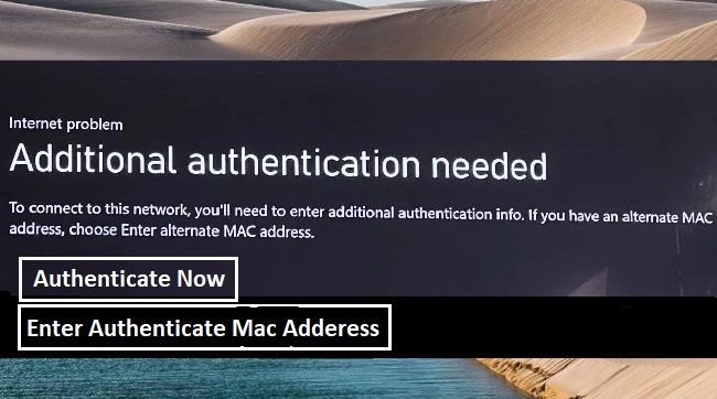 Additional Authentication Needed Xbox